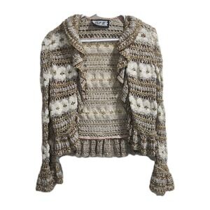 Vintage Pat II Cropped Sweater Union Made USA Metallic Gold Knit Sz 10